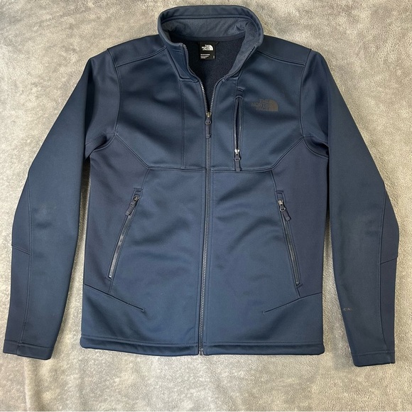 North Face Jacket Apex Windwall Soft Shell Fleece Lined Full Zip Small Navy Blue - Picture 1 of 11